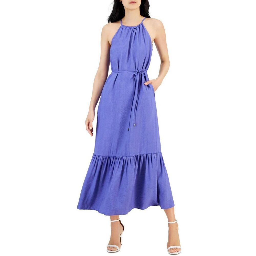 NWT Anne Klein Women's Tiered Hem Keyhole back Cami Maxi Dress
